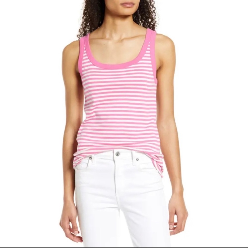 Caslon Pink and White Stripe Tank Top (NWOT)